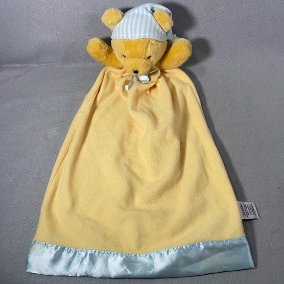 Vintage Dakin Teddy Bear Yellow Blue Security Satin Trim...
